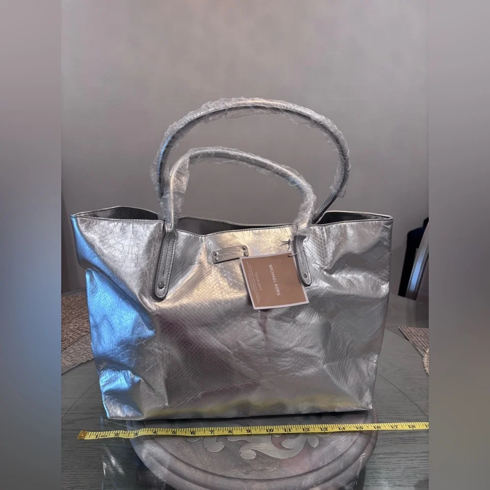 Michael Kors Metallic Silver Tote - Picture 1 of 6
